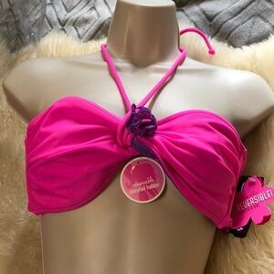 Pink and purple reversible bikini top size M